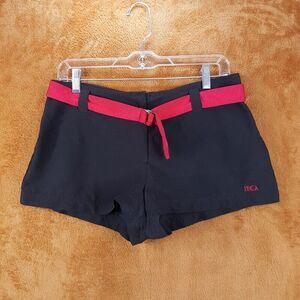 BECCA Black Swim Coverup Shorts with Pink Belt